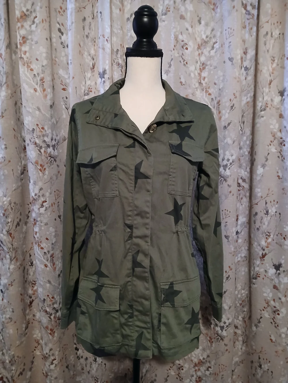 Knox Rose Olive Green Star Motif Utility Jacket - Picture 3 of 5